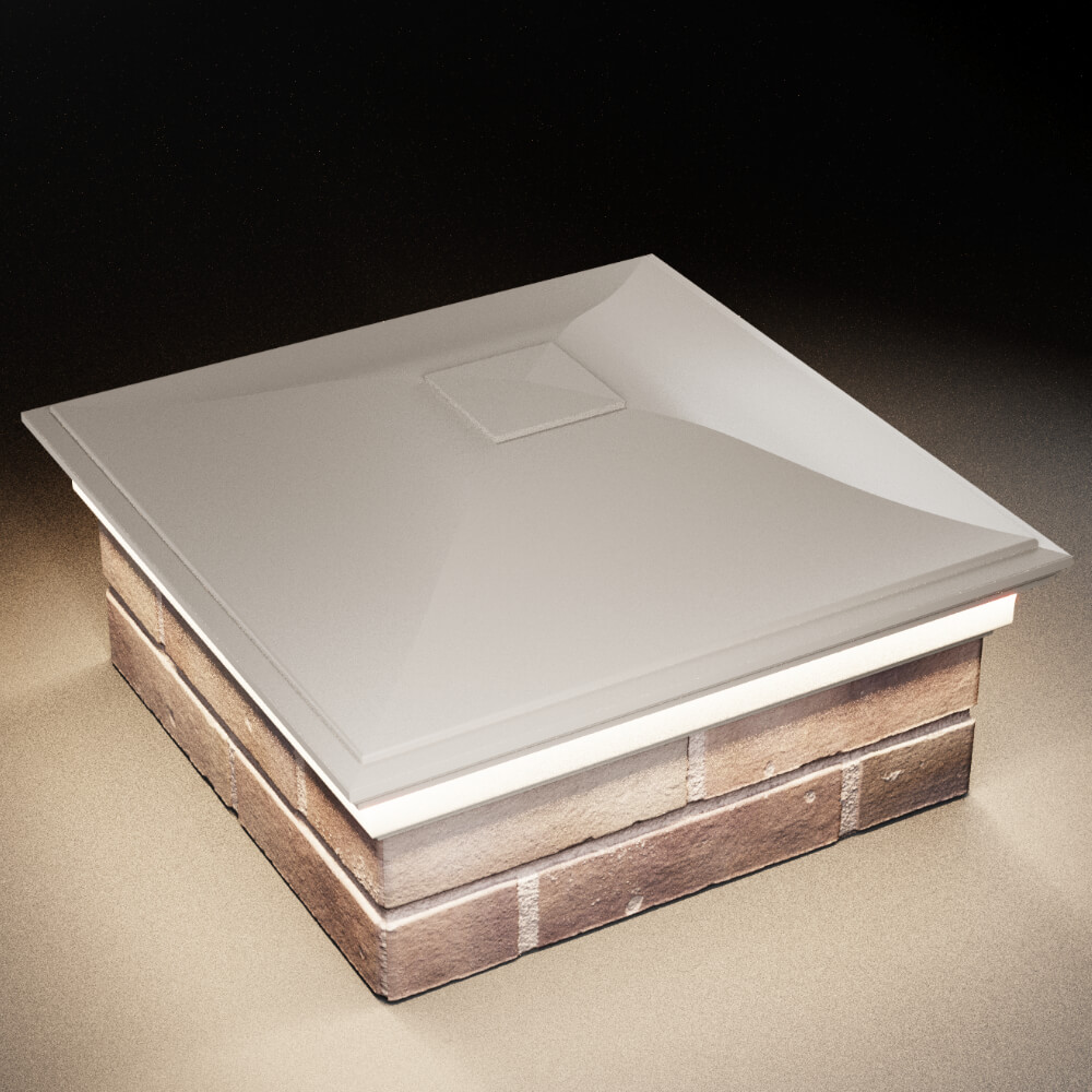 Колпак Zking Монблан Бежевый на столб 2х2 кирпича (515х515мм) c подсветкой