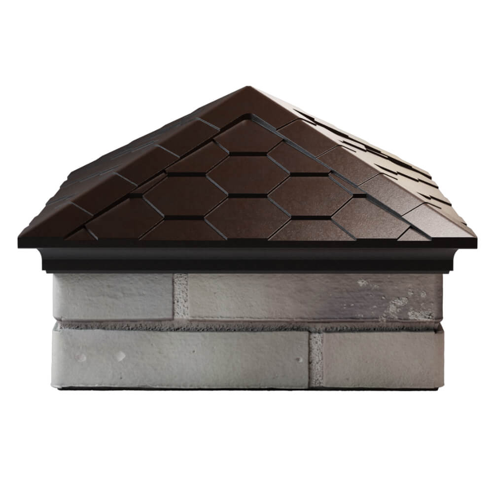 Колпак Zking Эверест Коричневый на столб 1.5х1.5 кирпича (390х390мм) Карагай фото