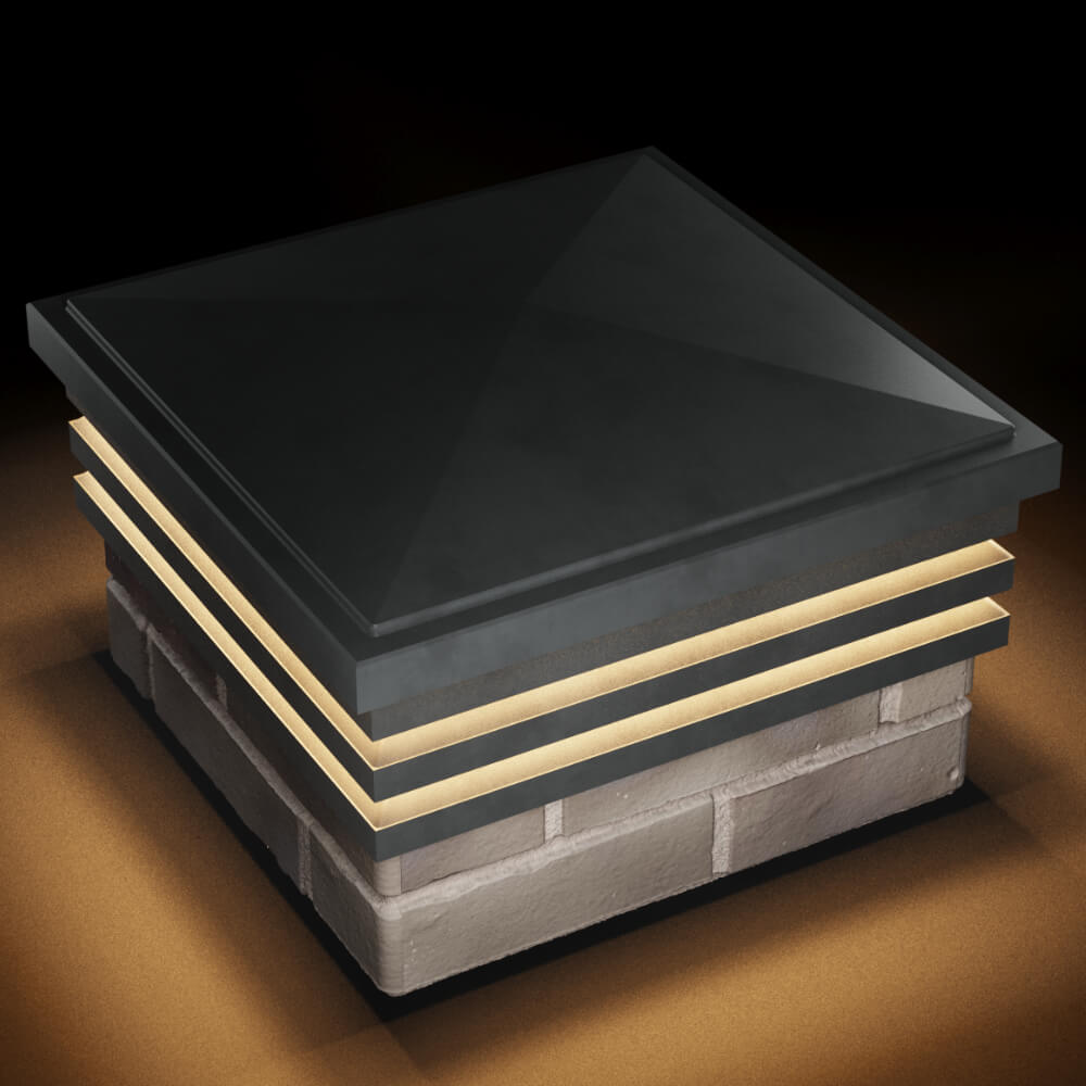 Колпак Zking Бона ХайТек Серый на столб 1.5х1.5 кирпича (385х385мм) с подсветкой в Карагае фото