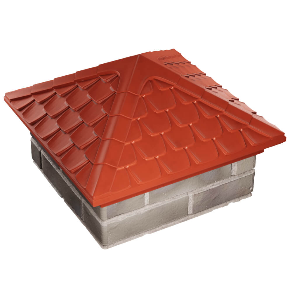 Колпак Zking Эльбрус Красный на столб 1.5х1.5 кирпича (385х385мм) в Карагае фото