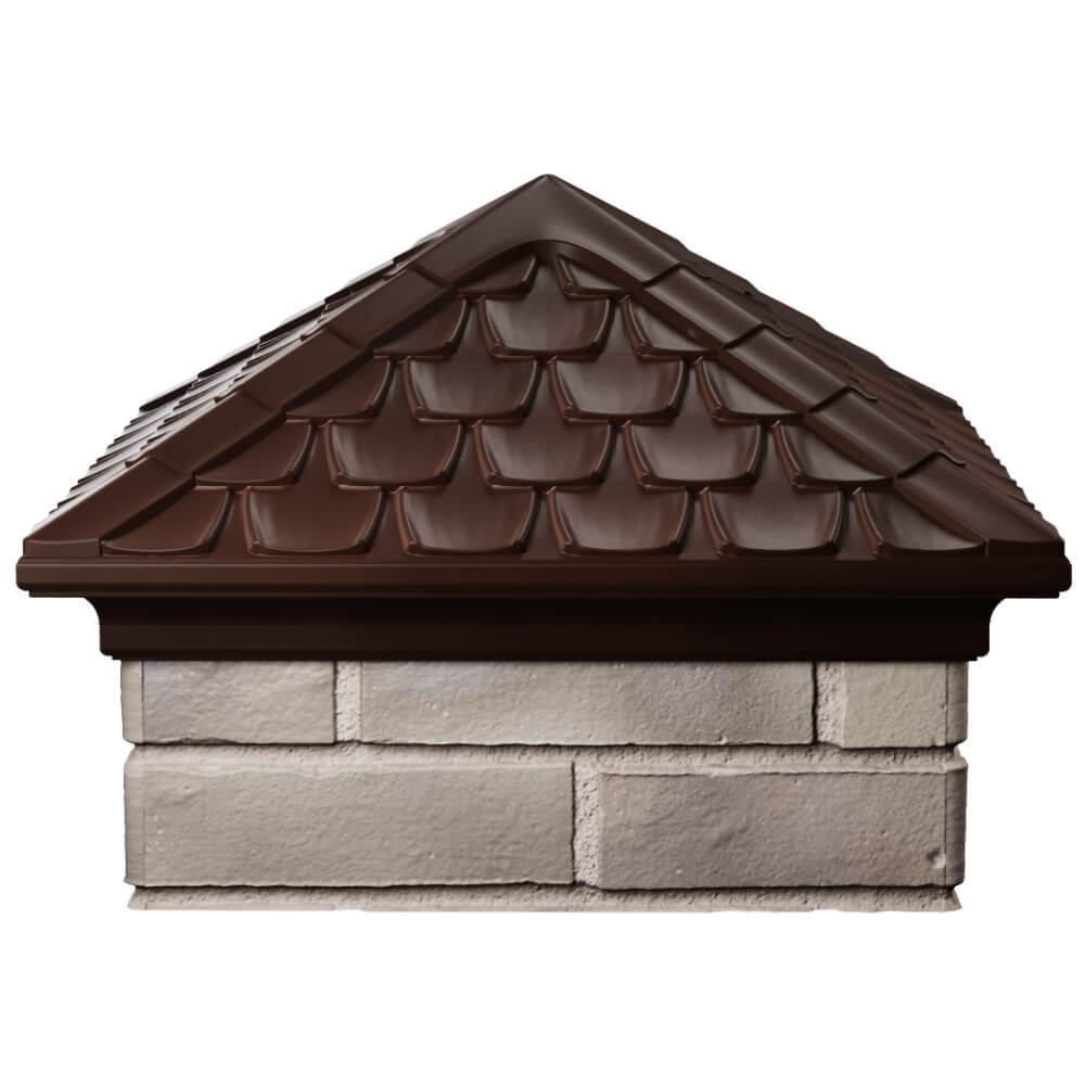 Колпак Zking Эльбрус Коричневый на столб 1.5х1.5 кирпича (385х385мм) Карагай фото