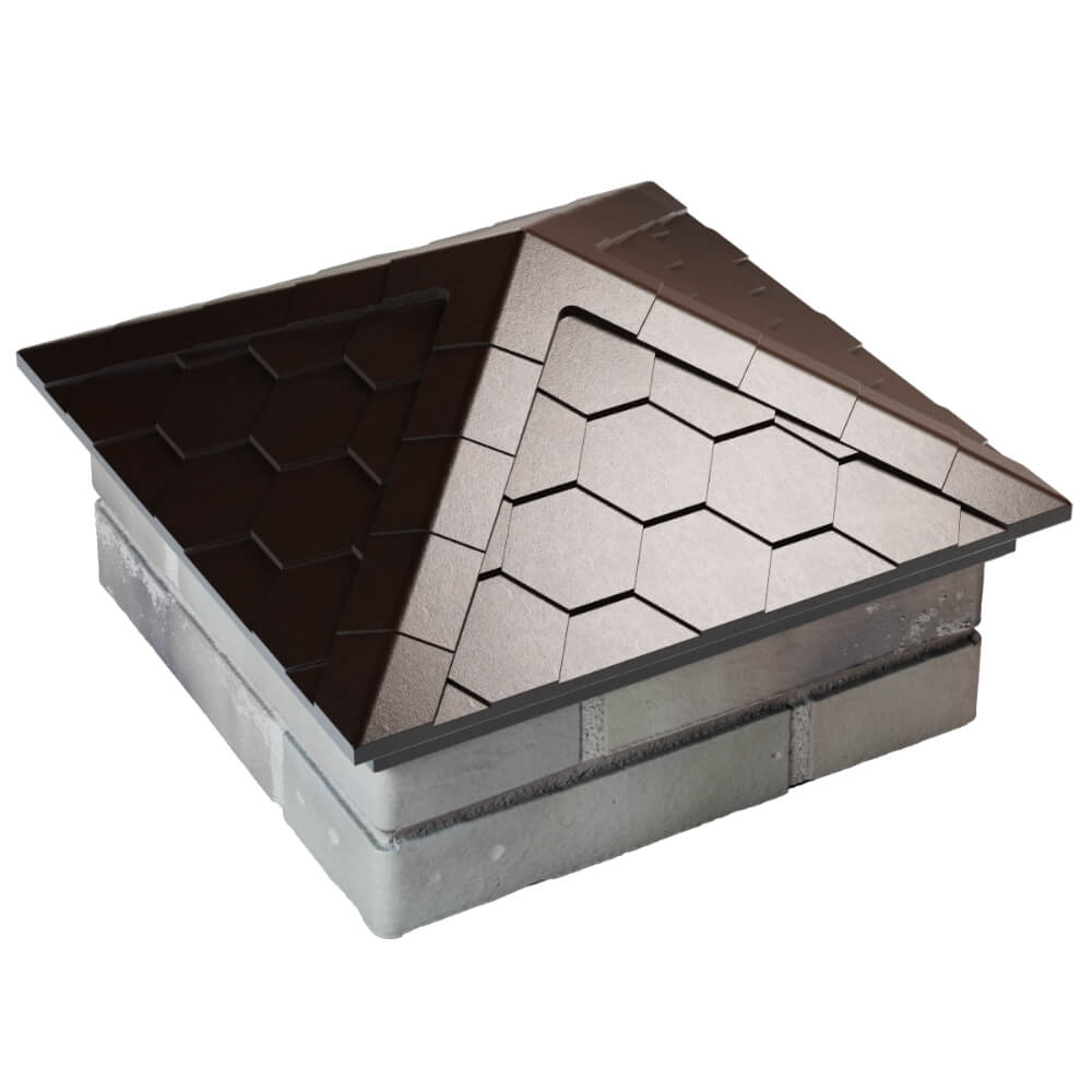 Колпак Zking Эверест Коричневый на столб 1.5х1.5 кирпича (390х390мм) в Карагае фото