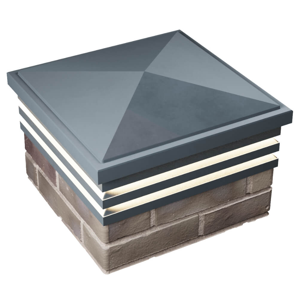 Колпак Zking Бона ХайТек Серый на столб 1.5х1.5 кирпича (385х385мм) с подсветкой в Карагае фото