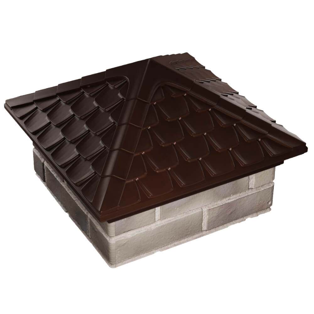 Колпак Zking Эльбрус Коричневый на столб 1.5х1.5 кирпича (385х385мм) в Карагае фото