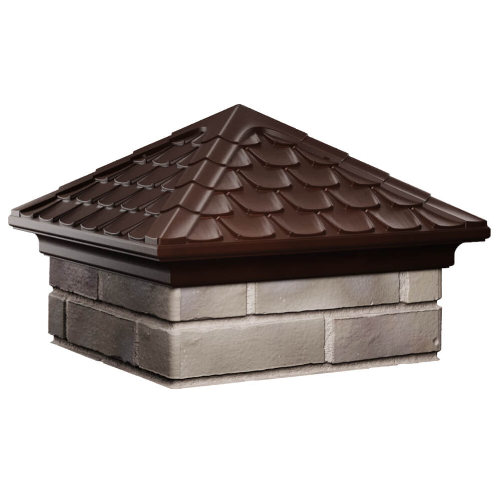 Колпак Zking Эльбрус Коричневый на столб 1.5х1.5 кирпича (385х385мм) в Карагае фото